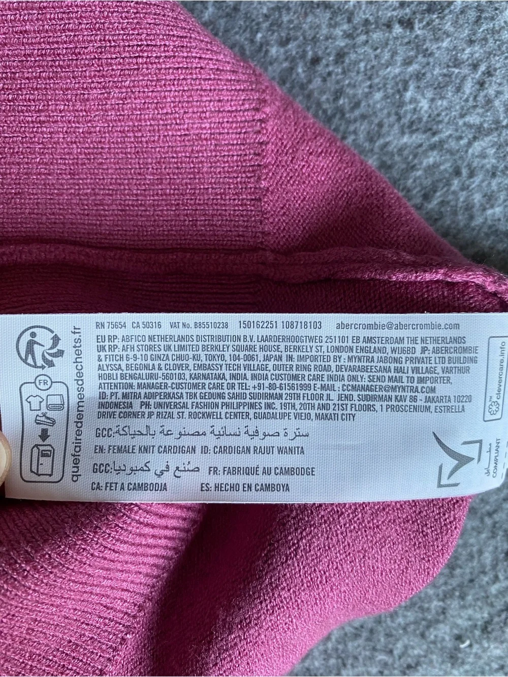 NWT Abercrombie & Fitch Pink Crewneck Crop Cardigan S Embroider Preppy Coquette